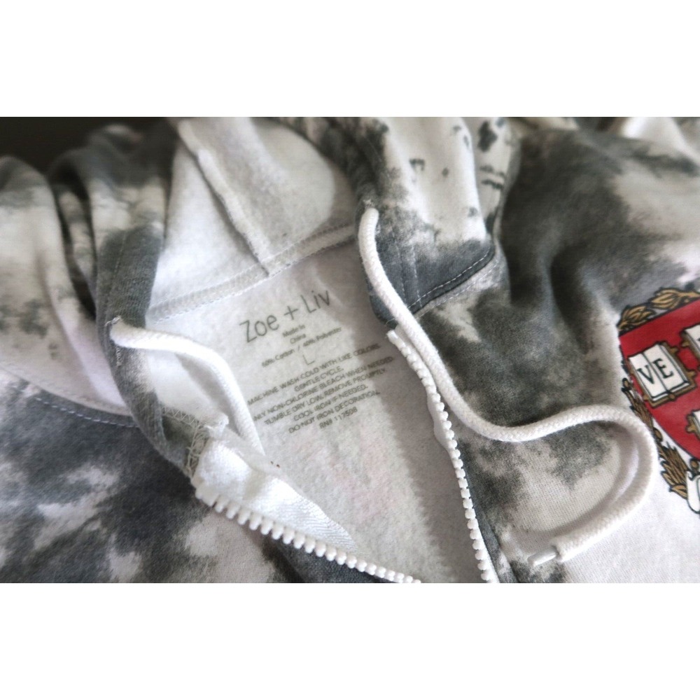 Women's Harvard University VE RI TAS Gray Tye Dyed Zip Hoodie Sweatshirt Sz L - Picture 6 of 6